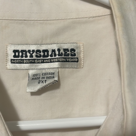 DRYSDALES WESTERN WEAR VINTAGE COWBOY SHIRT WHITE HEAVY DUTY MEN’S XXL USA - Picture 3 of 4